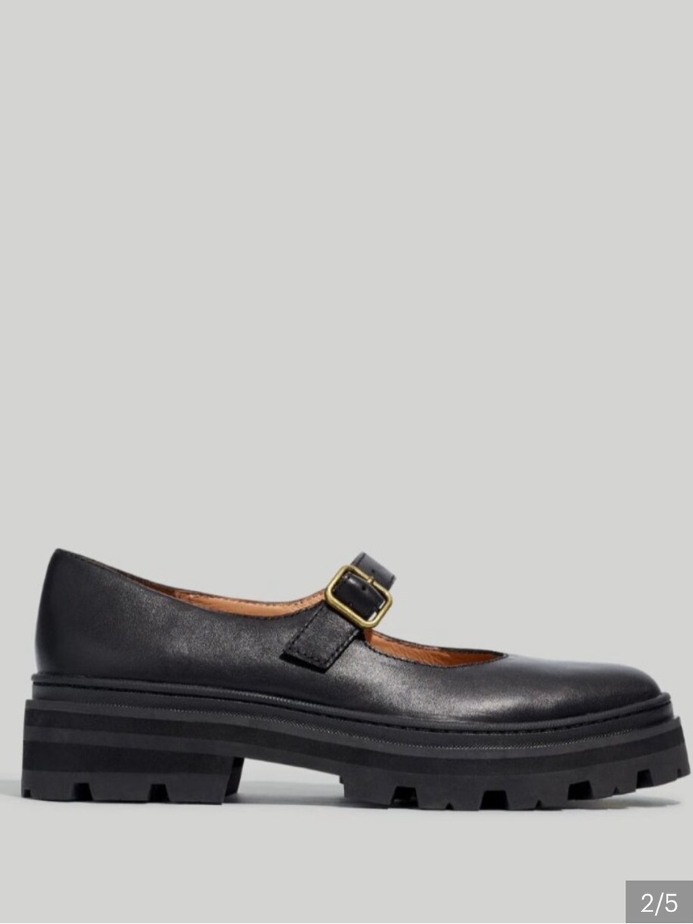 Madewell Freya Black Leather Mary Jane Chunky Sole shoes